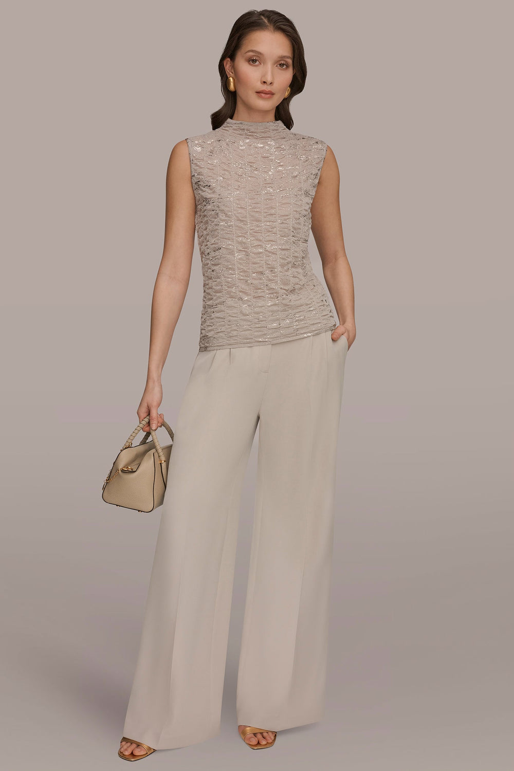 Donna Karan | METALLIC RUCHED SWEATER