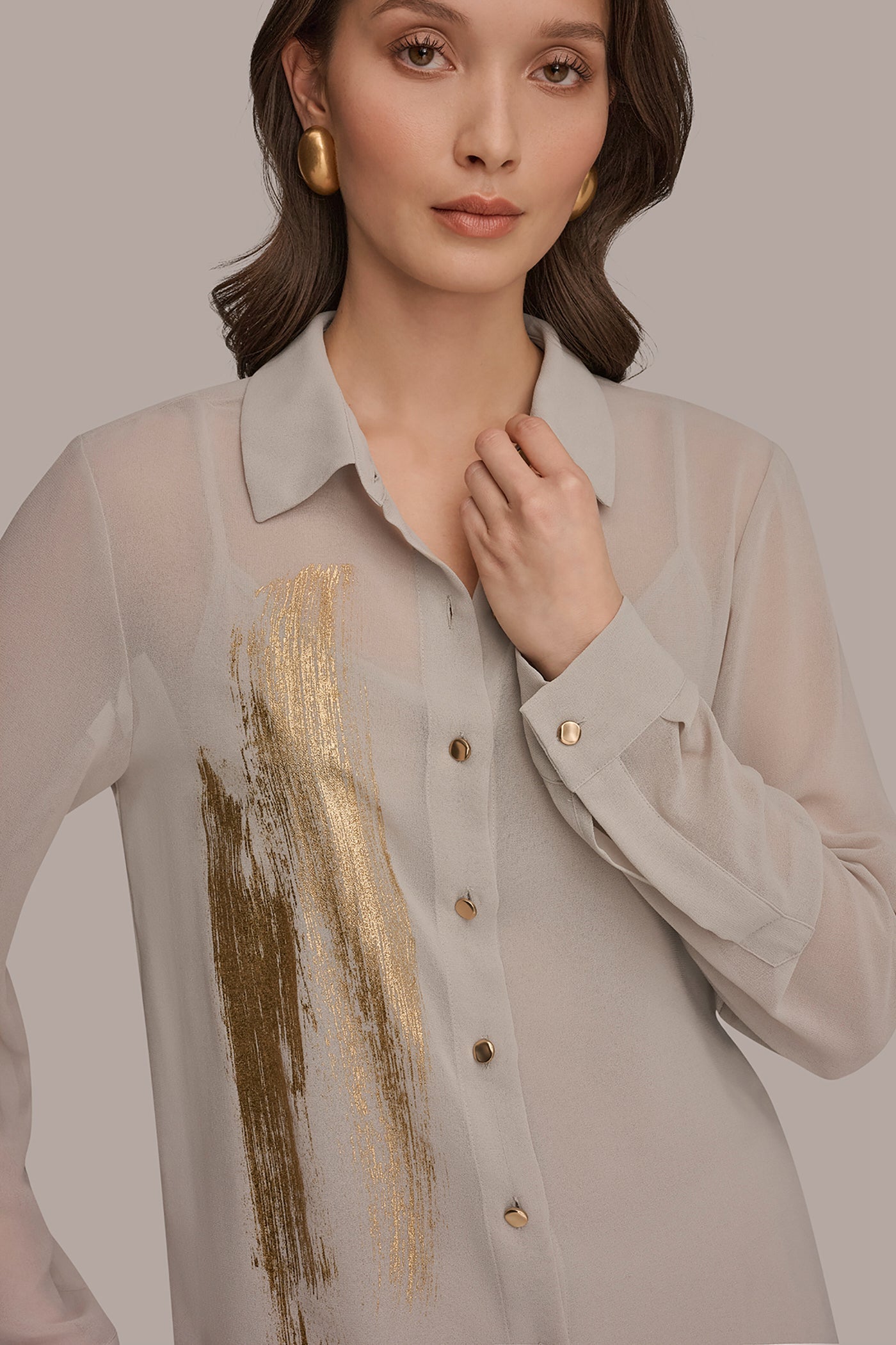 Donna Karan | METALLIC BRUSHSTROKE BLOUSE