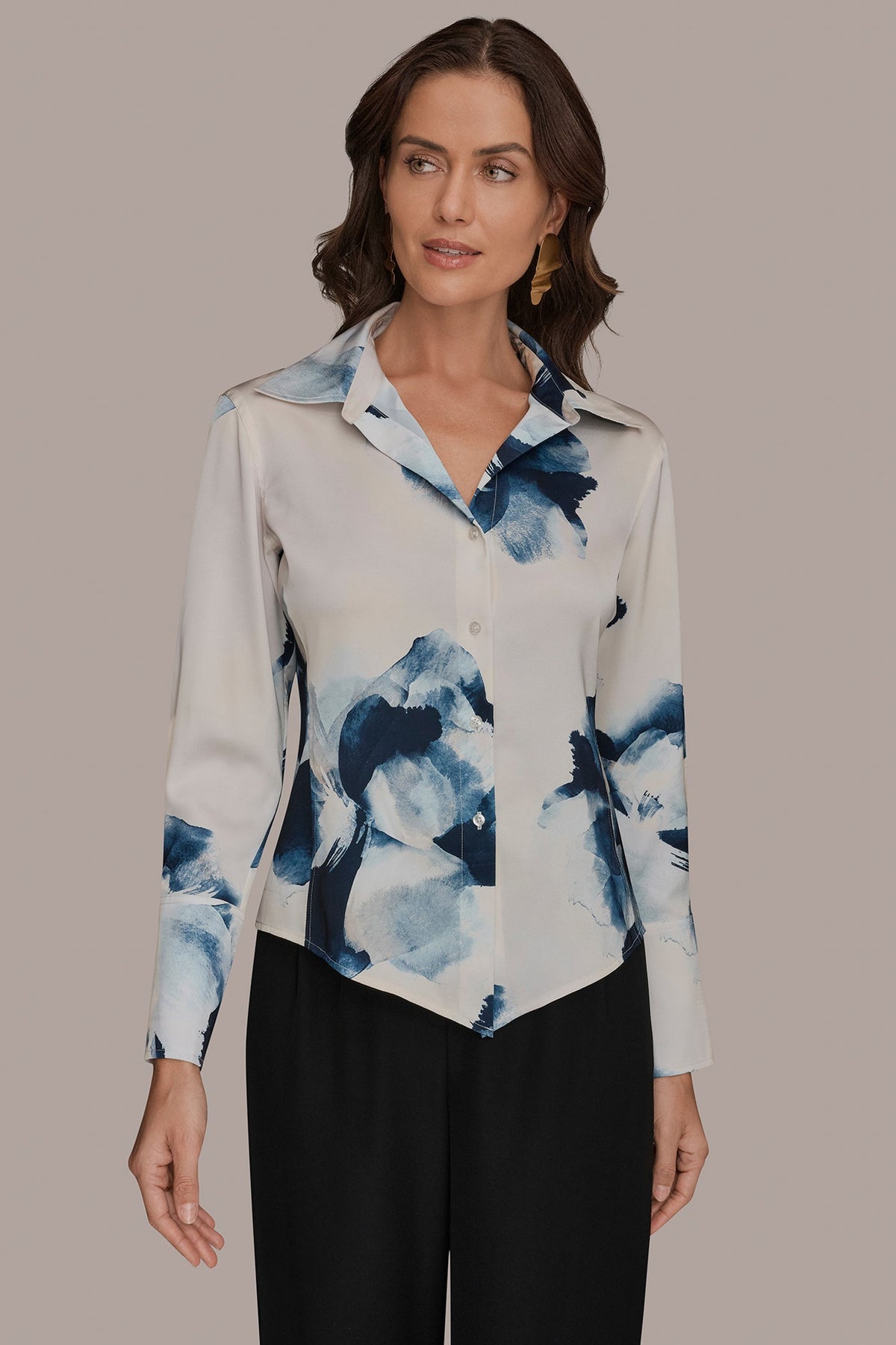 Donna Karan | FLORAL HIGH-LOW BLOUSE