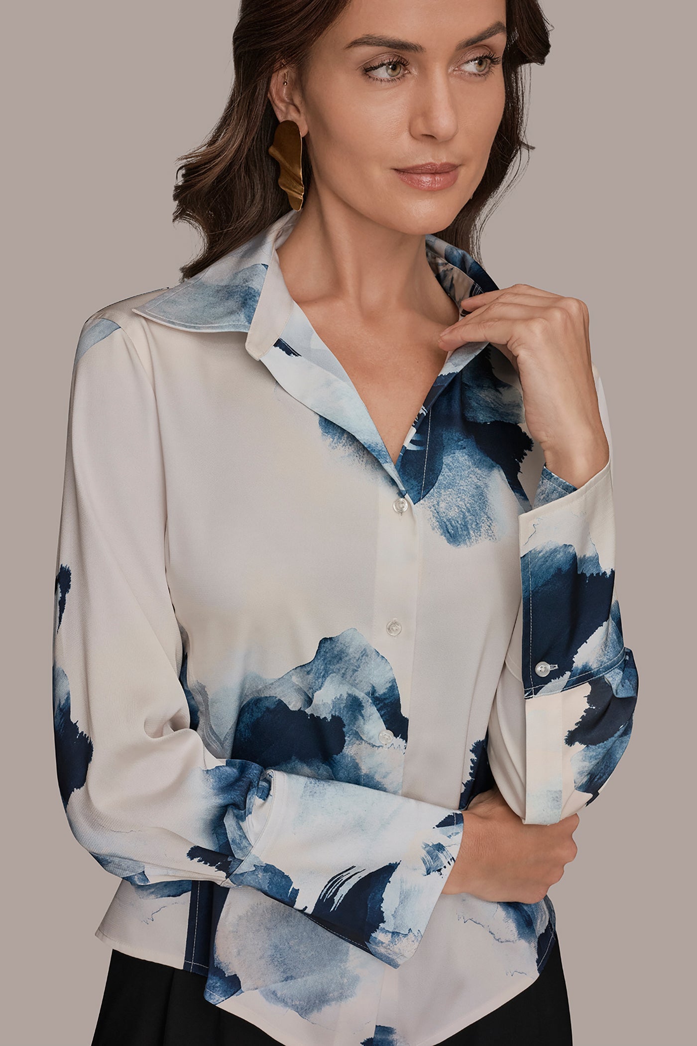 Donna Karan | FLORAL HIGH-LOW BLOUSE