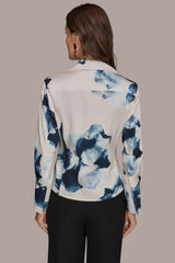 Donna Karan | FLORAL HIGH-LOW BLOUSE