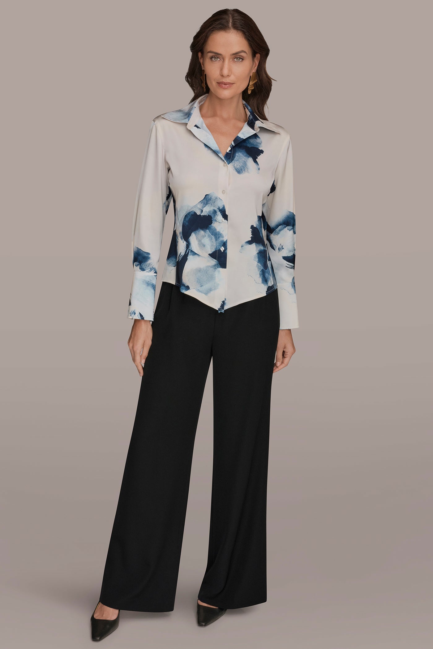 Donna Karan | FLORAL HIGH-LOW BLOUSE