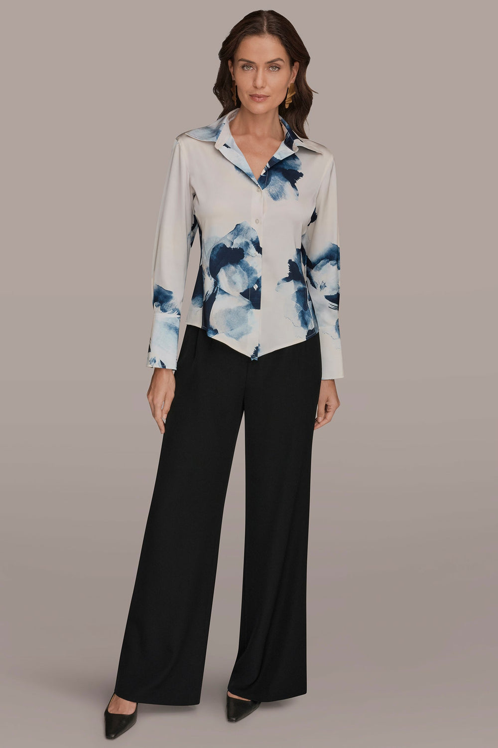 Donna Karan | FLORAL HIGH-LOW BLOUSE