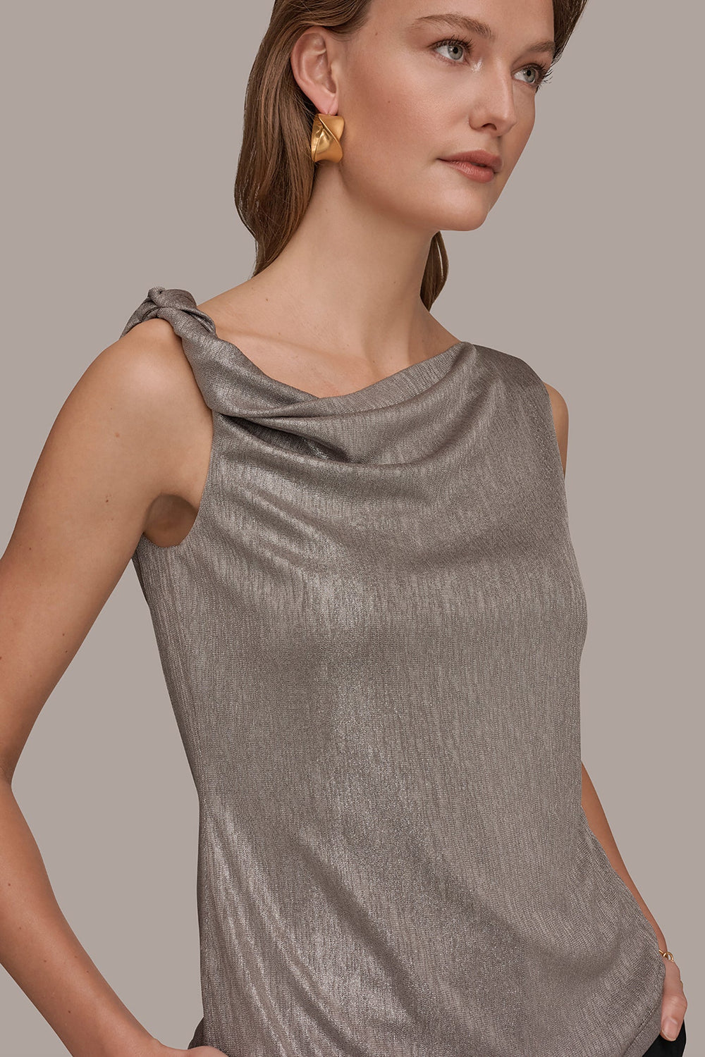 Donna Karan | METALLIC ONE-SHOULDER TOP