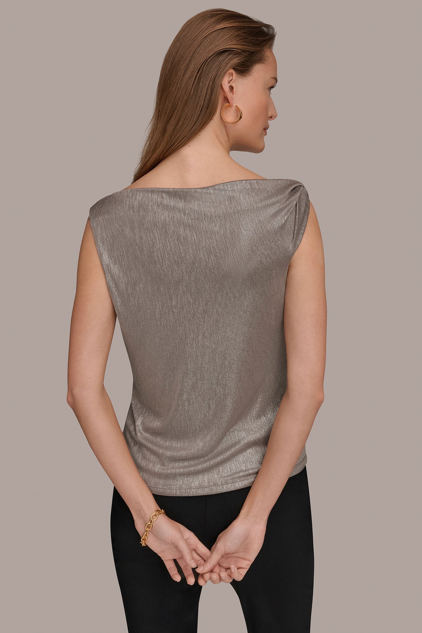 Donna Karan | METALLIC ONE-SHOULDER TOP