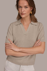 Donna Karan | COTTON AND CASHMERE POLO SWEATER