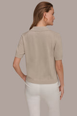 Donna Karan | COTTON AND CASHMERE POLO SWEATER