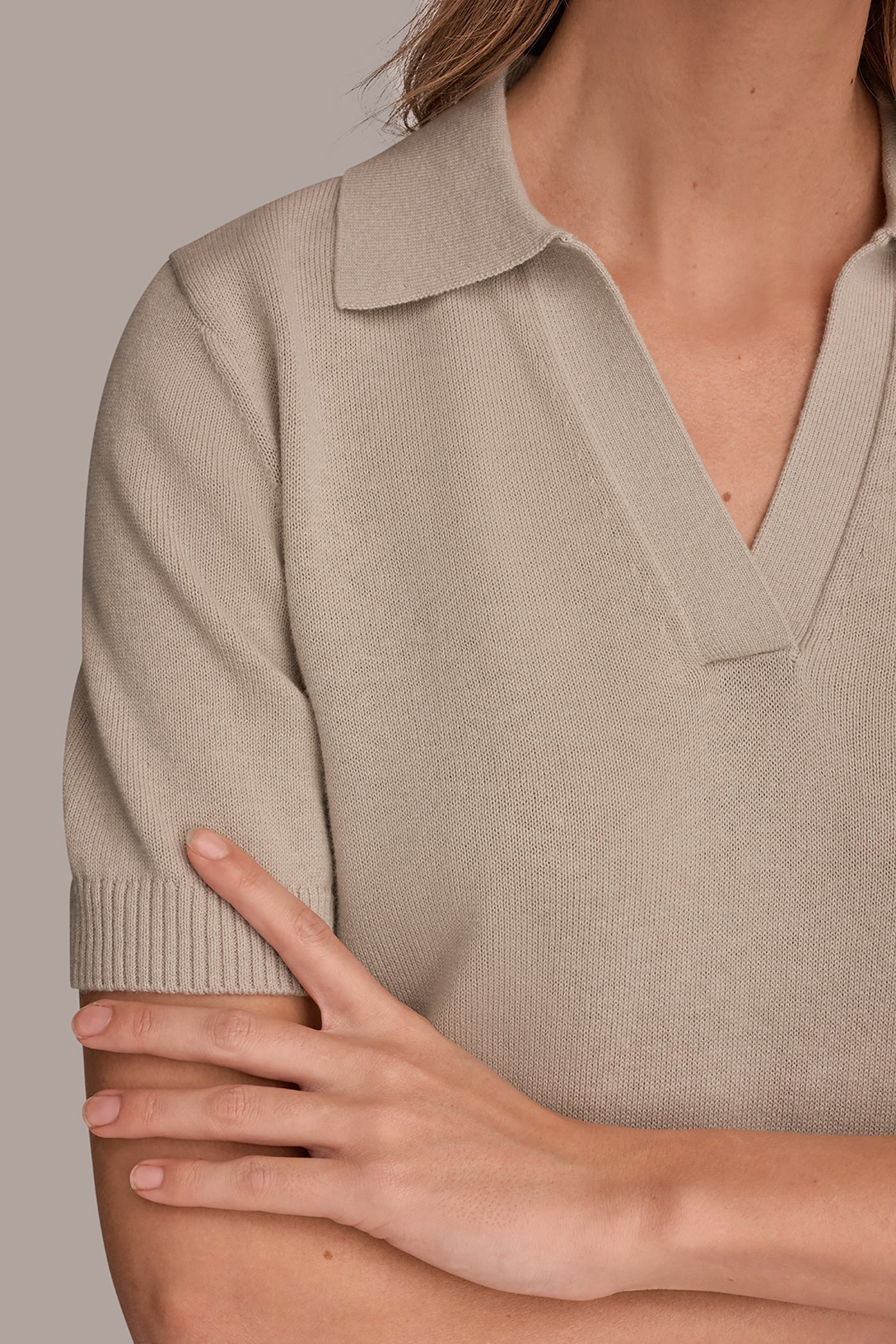 Donna Karan | COTTON AND CASHMERE POLO SWEATER