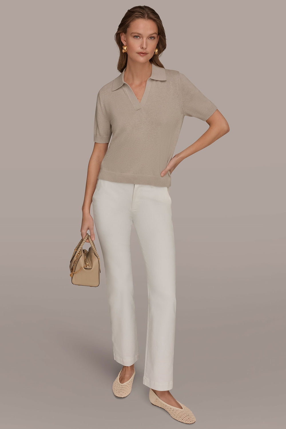 Donna Karan | COTTON AND CASHMERE POLO SWEATER