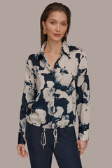 Donna Karan | DRAWSTRING HEM BLOUSE