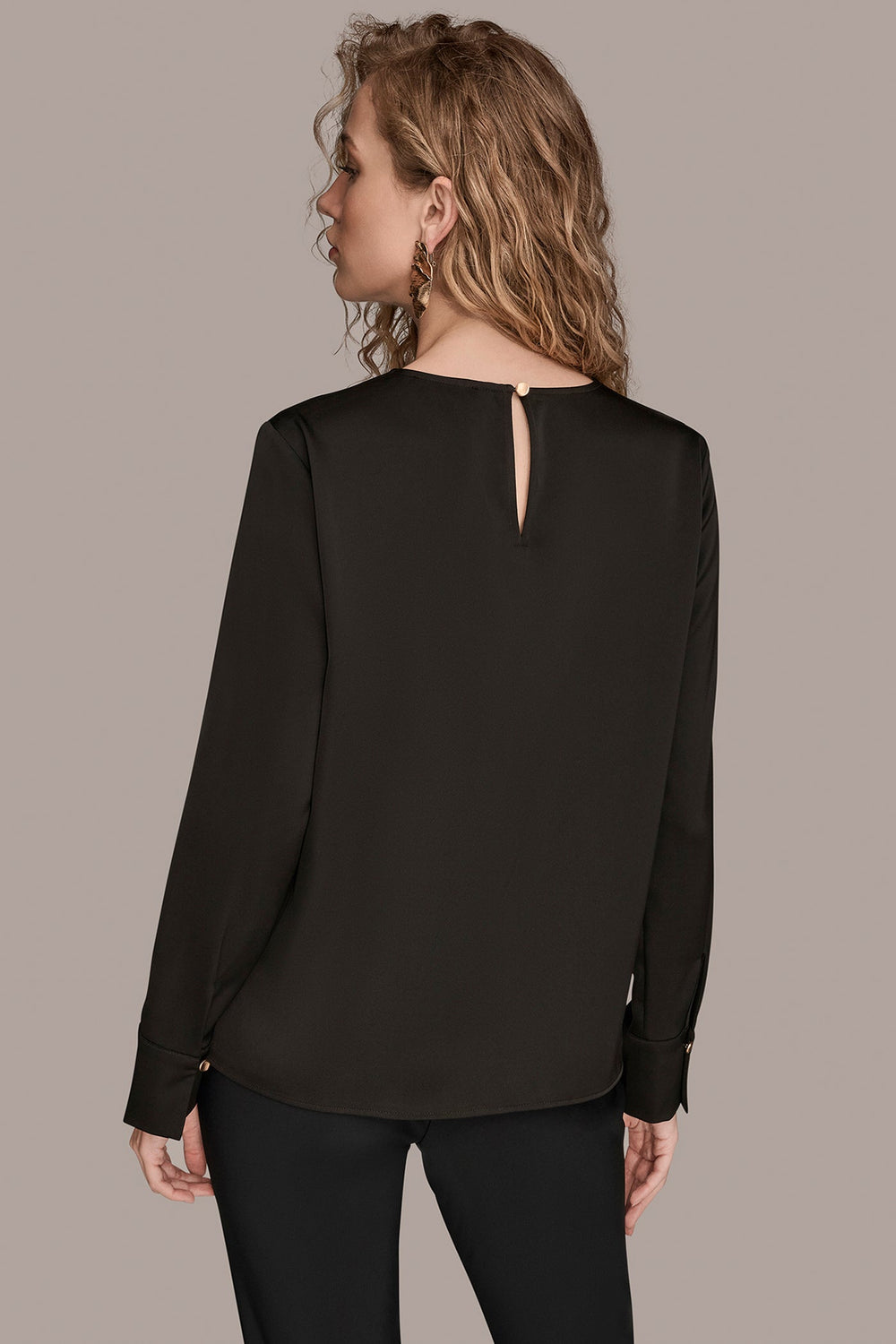Donna Karan | LONG SLEEVE RING V-NECK BLOUSE