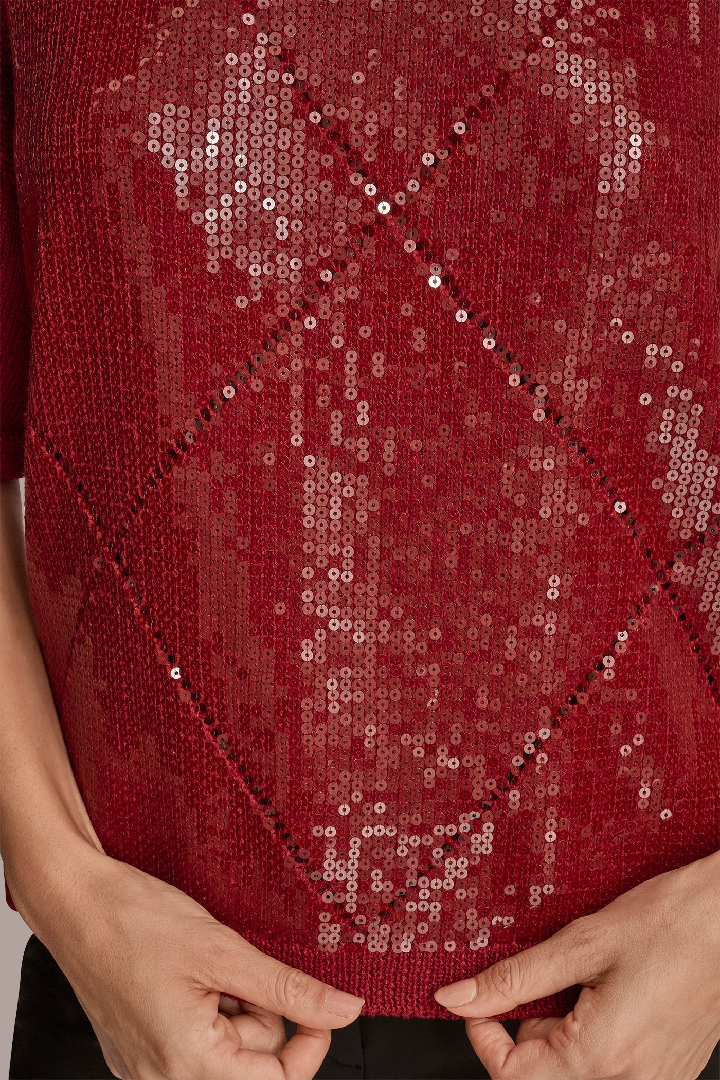 Donna Karan | ELBOW-SLEEVE SEQUIN SWEATER
