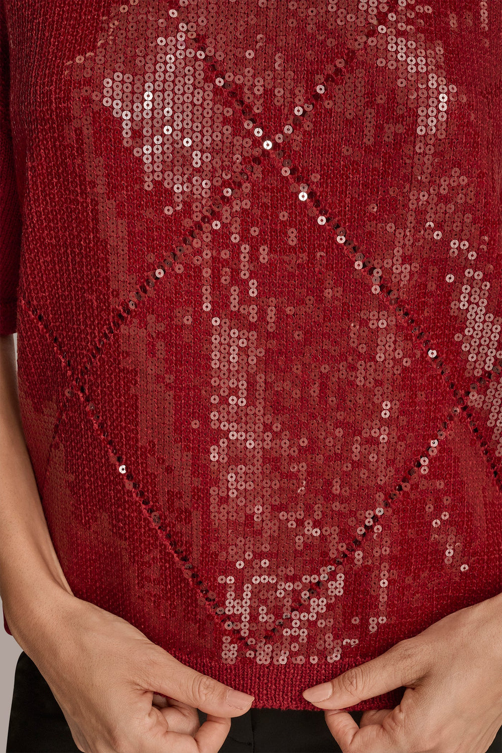Donna Karan | ELBOW-SLEEVE SEQUIN SWEATER