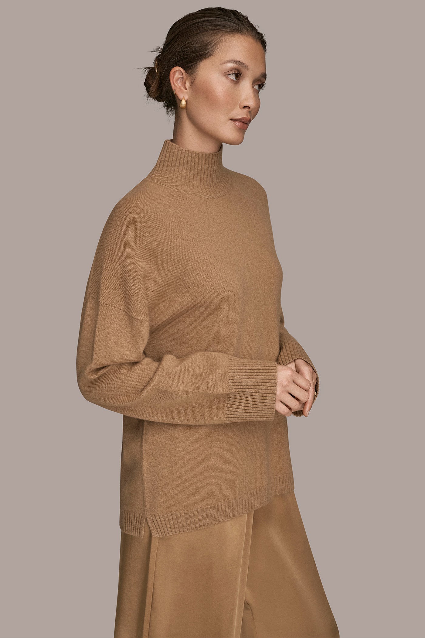 Donna Karan | WOOL AND CASHMERE-BLEND MOCK-NECK SWEATER