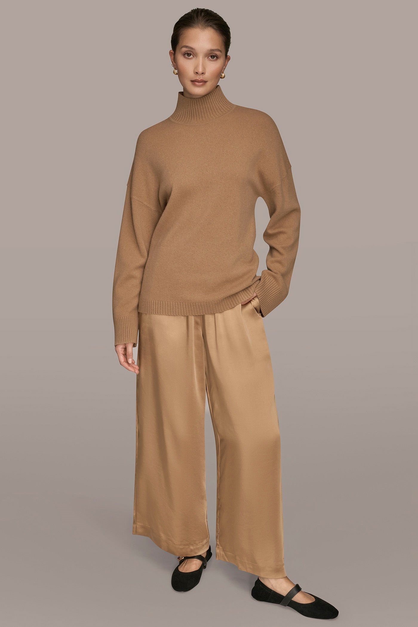 Donna Karan | WOOL AND CASHMERE-BLEND MOCK-NECK SWEATER