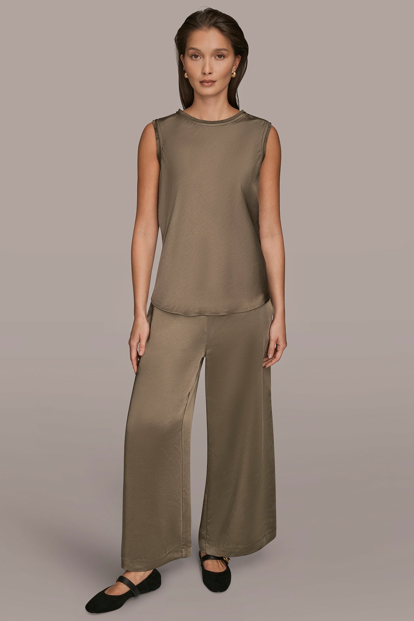 Donna Karan | SATIN FRINGE-TRIMMED SLEEVELESS BLOUSE
