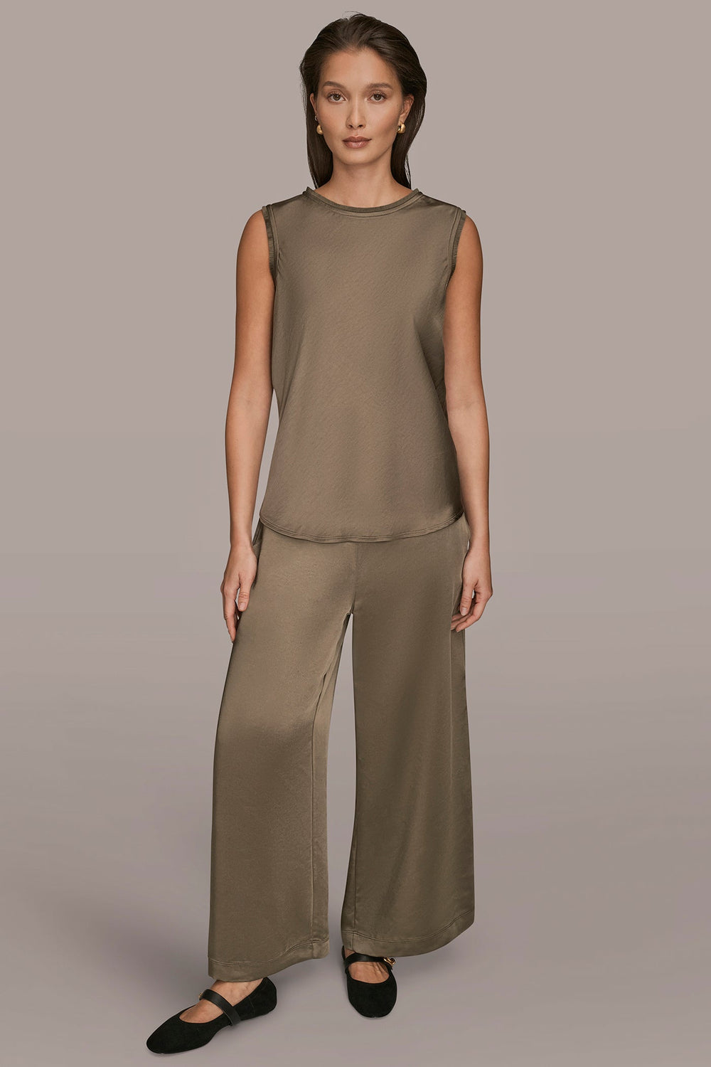 Donna Karan | SATIN FRINGE-TRIMMED SLEEVELESS BLOUSE