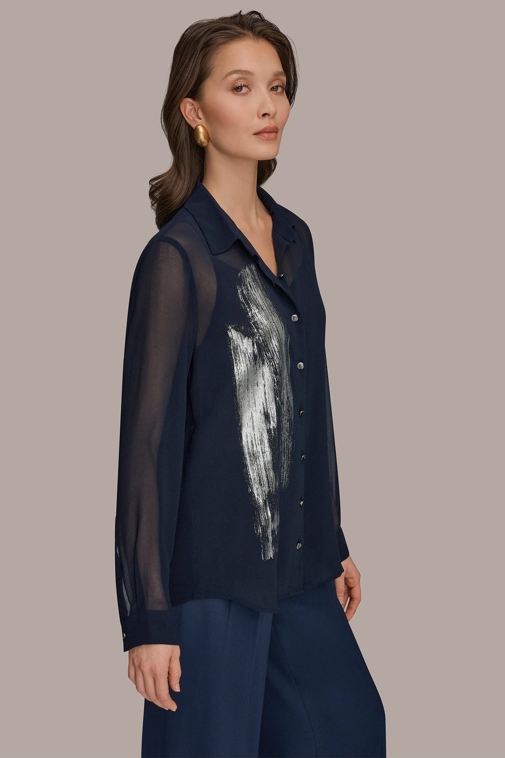 Donna Karan | METALLIC BRUSHSTROKE BLOUSE