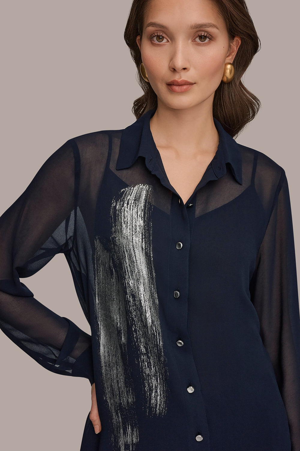 Donna Karan | METALLIC BRUSHSTROKE BLOUSE
