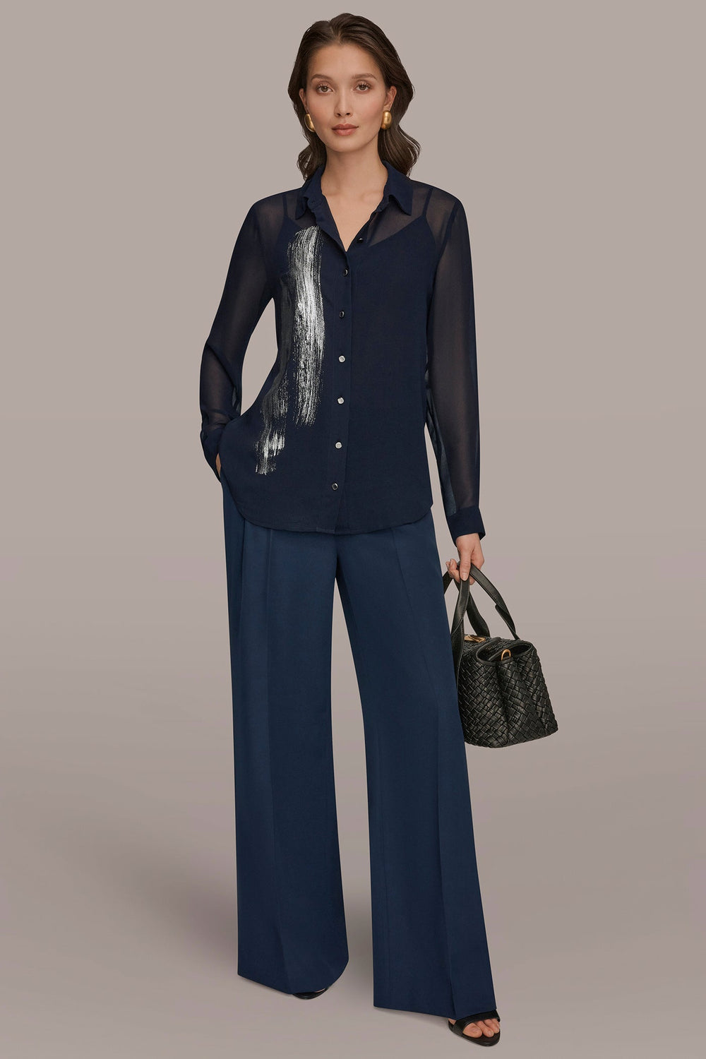 Donna Karan | METALLIC BRUSHSTROKE BLOUSE