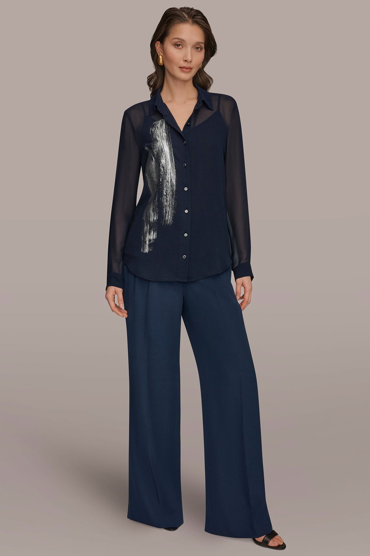 Donna Karan | METALLIC BRUSHSTROKE BLOUSE