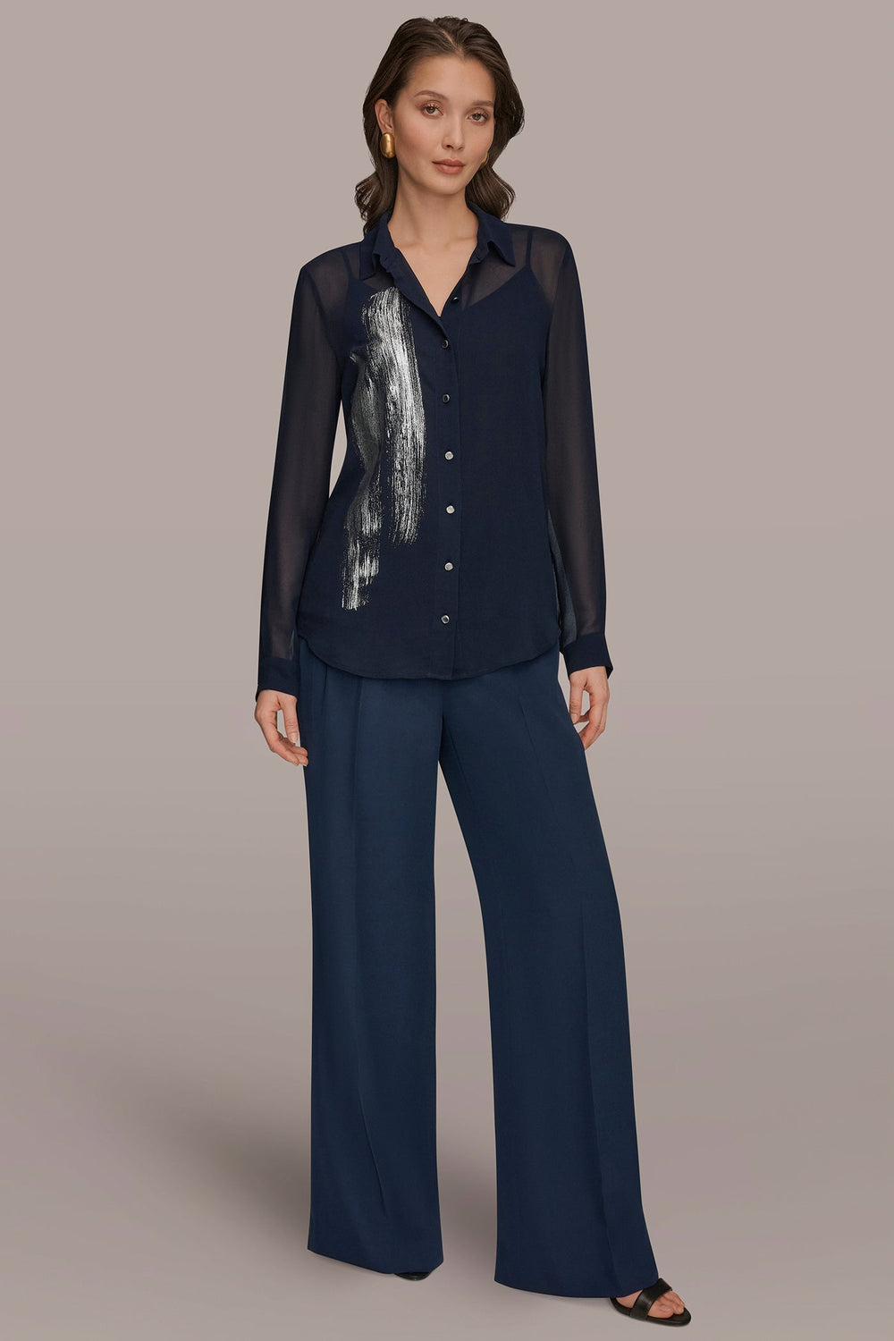 Donna Karan | METALLIC BRUSHSTROKE BLOUSE