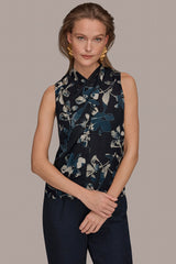 Donna Karan | FLORAL CRISSCROSS TOP