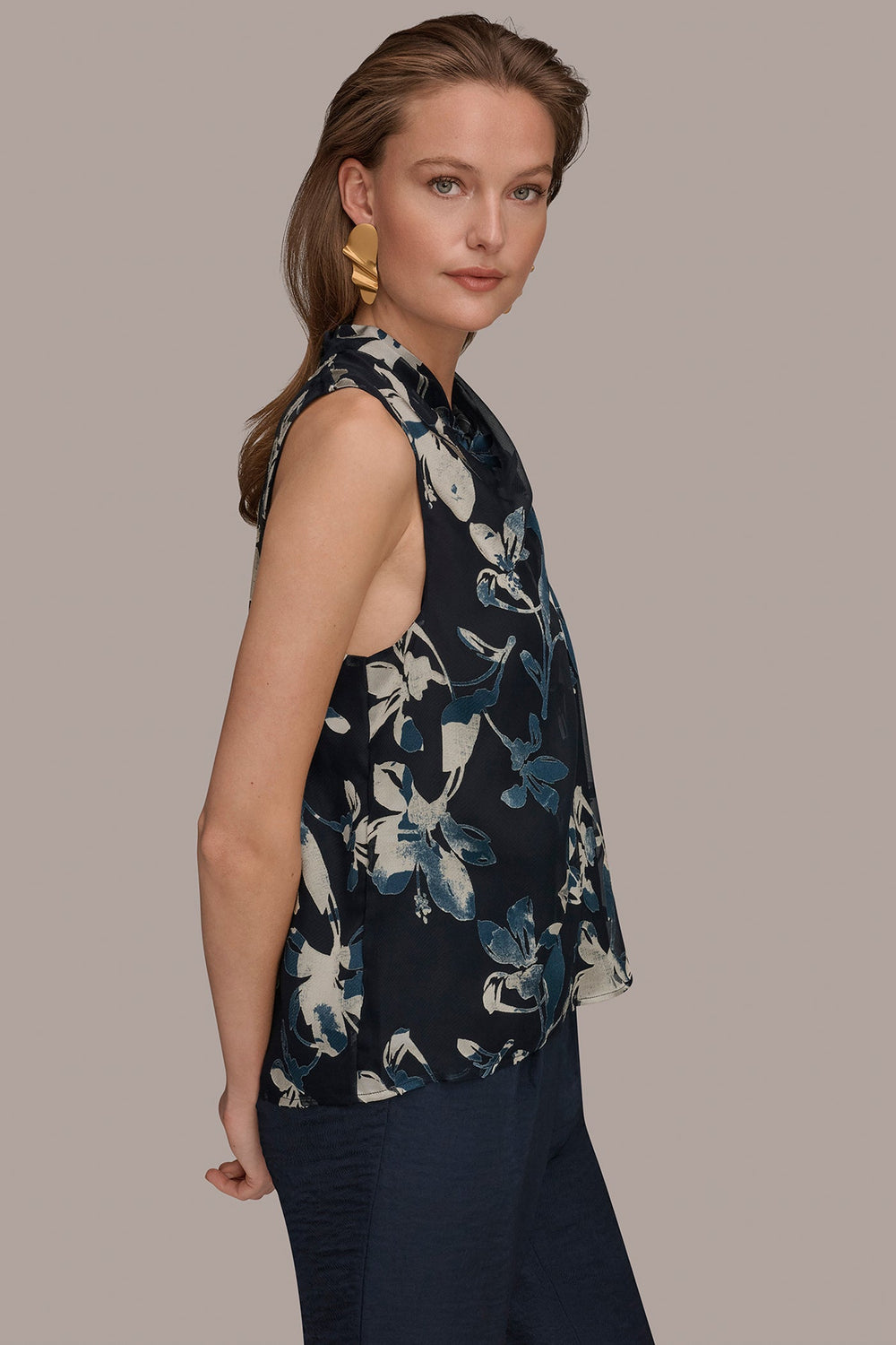 Donna Karan | FLORAL CRISSCROSS TOP