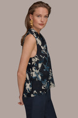 Donna Karan | FLORAL CRISSCROSS TOP