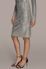 Donna Karan | METALLIC FOIL PENCIL SKIRT