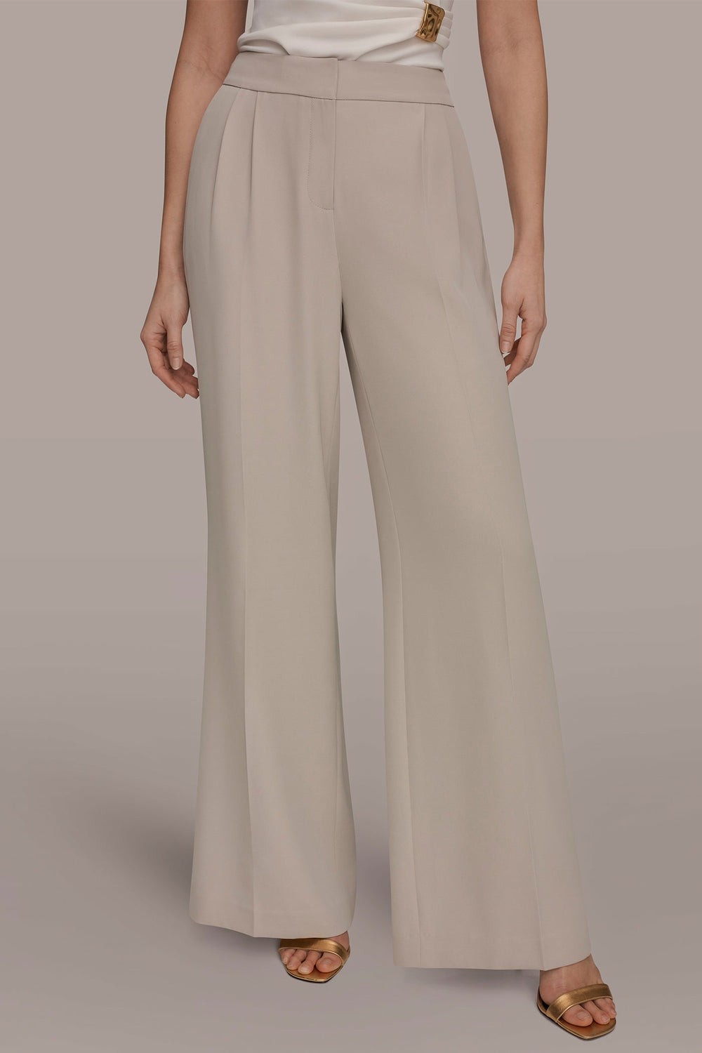 Donna Karan | MID-RISE PLEATED WIDE-LEG SUIT PANT