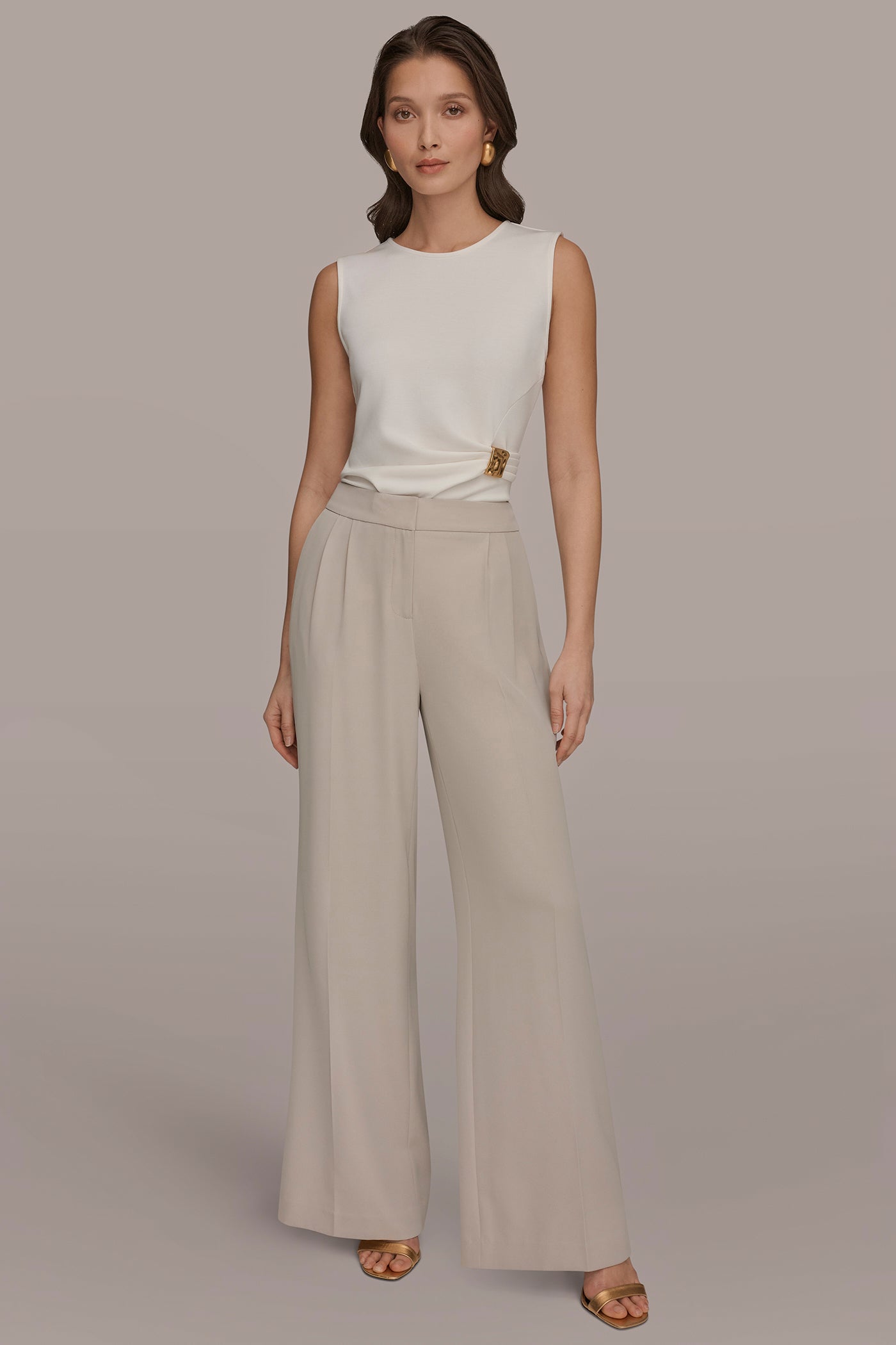 Donna Karan | MID-RISE PLEATED WIDE-LEG SUIT PANT