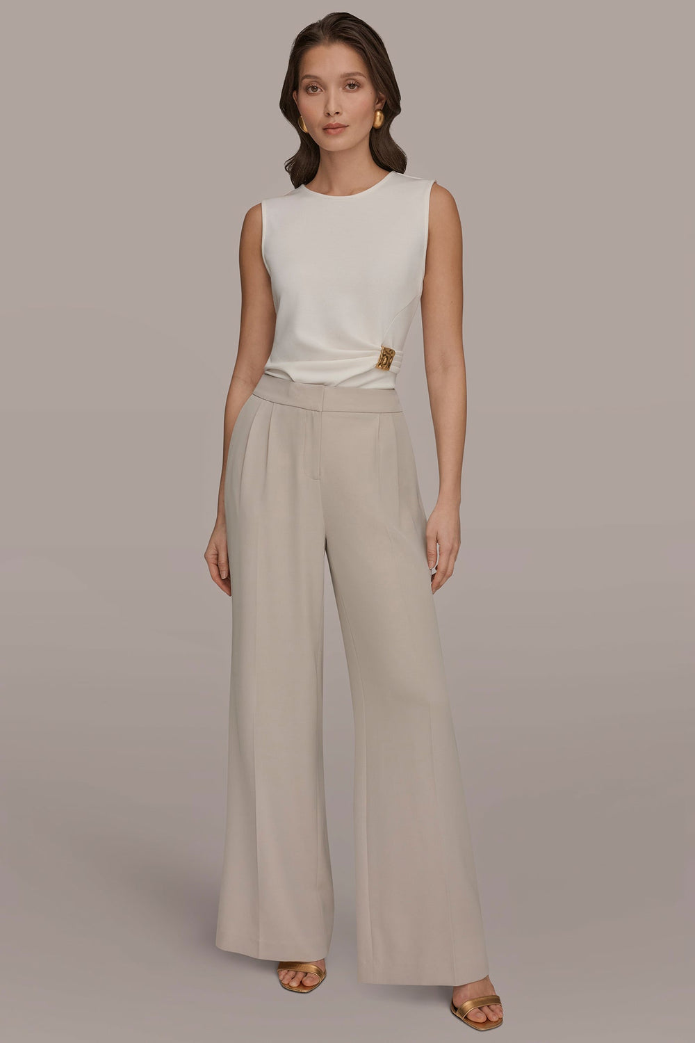 Donna Karan | MID-RISE PLEATED WIDE-LEG SUIT PANT