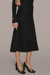Donna Karan | RIBBED SWEATER MIDI A-LINE SKIRT