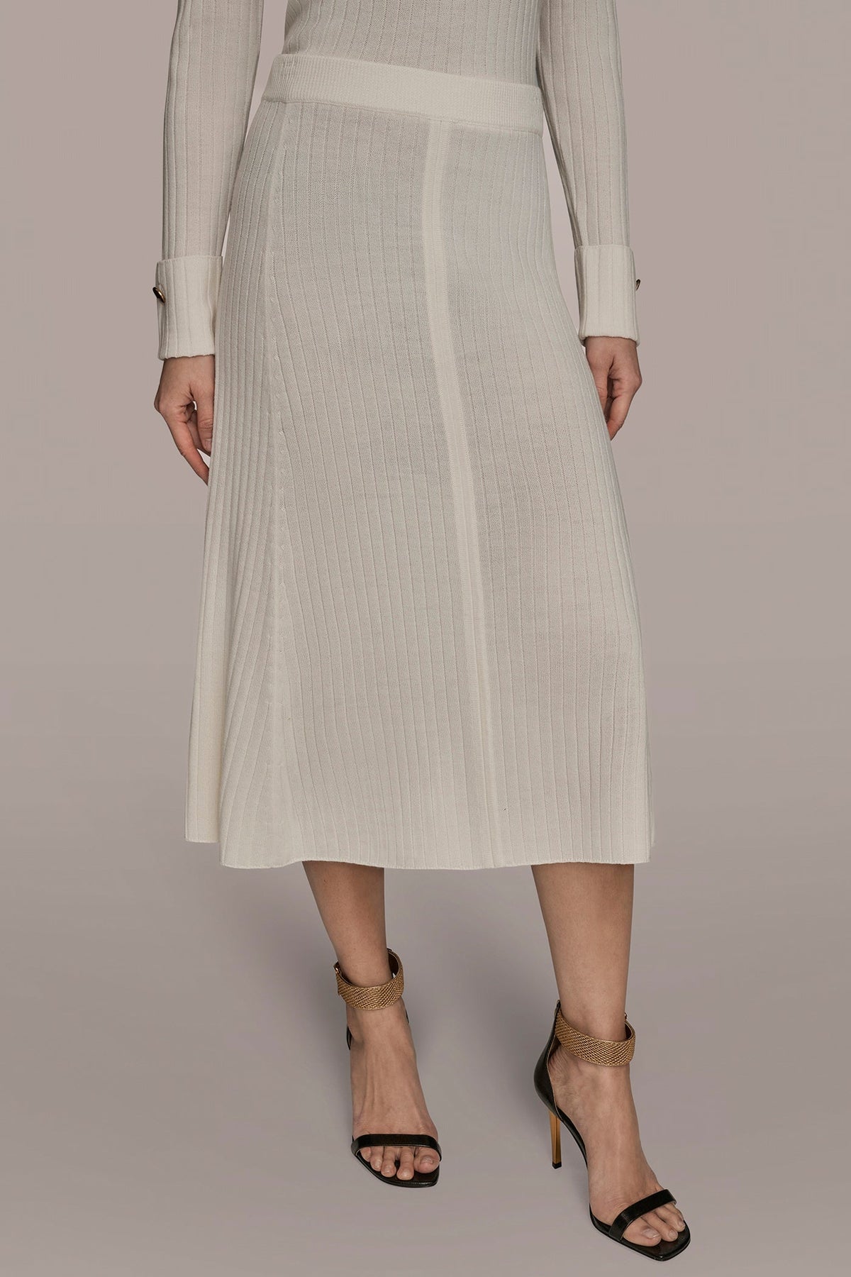 Donna Karan | SEAMED MIDI A-LINE SWEATER SKIRT