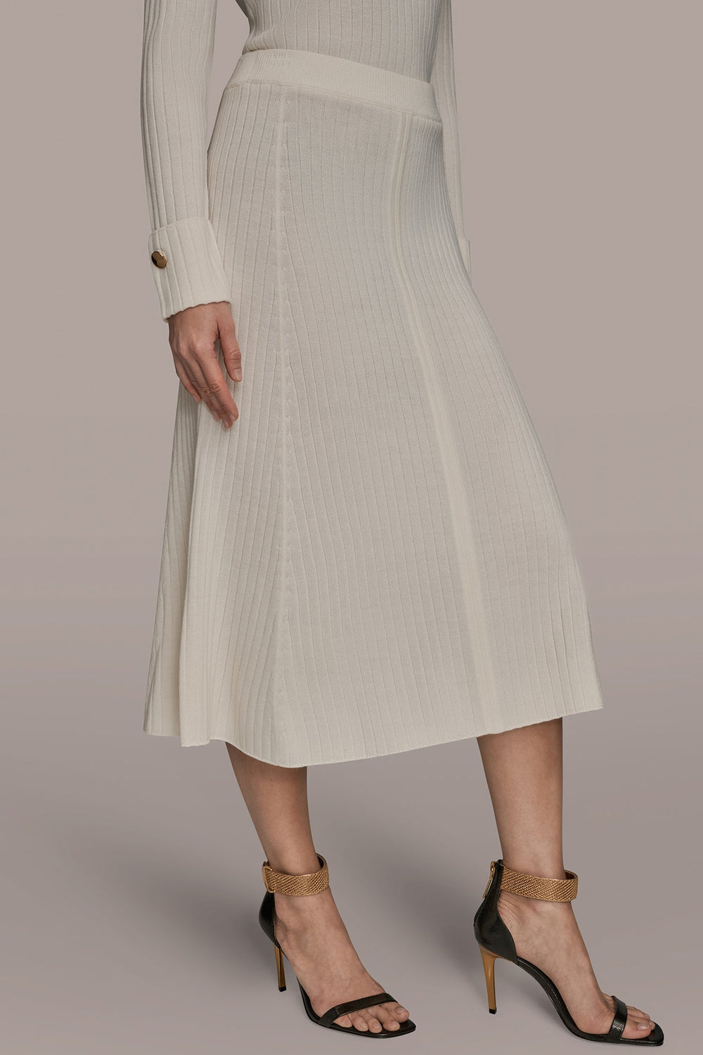 Donna Karan | SEAMED MIDI A-LINE SWEATER SKIRT