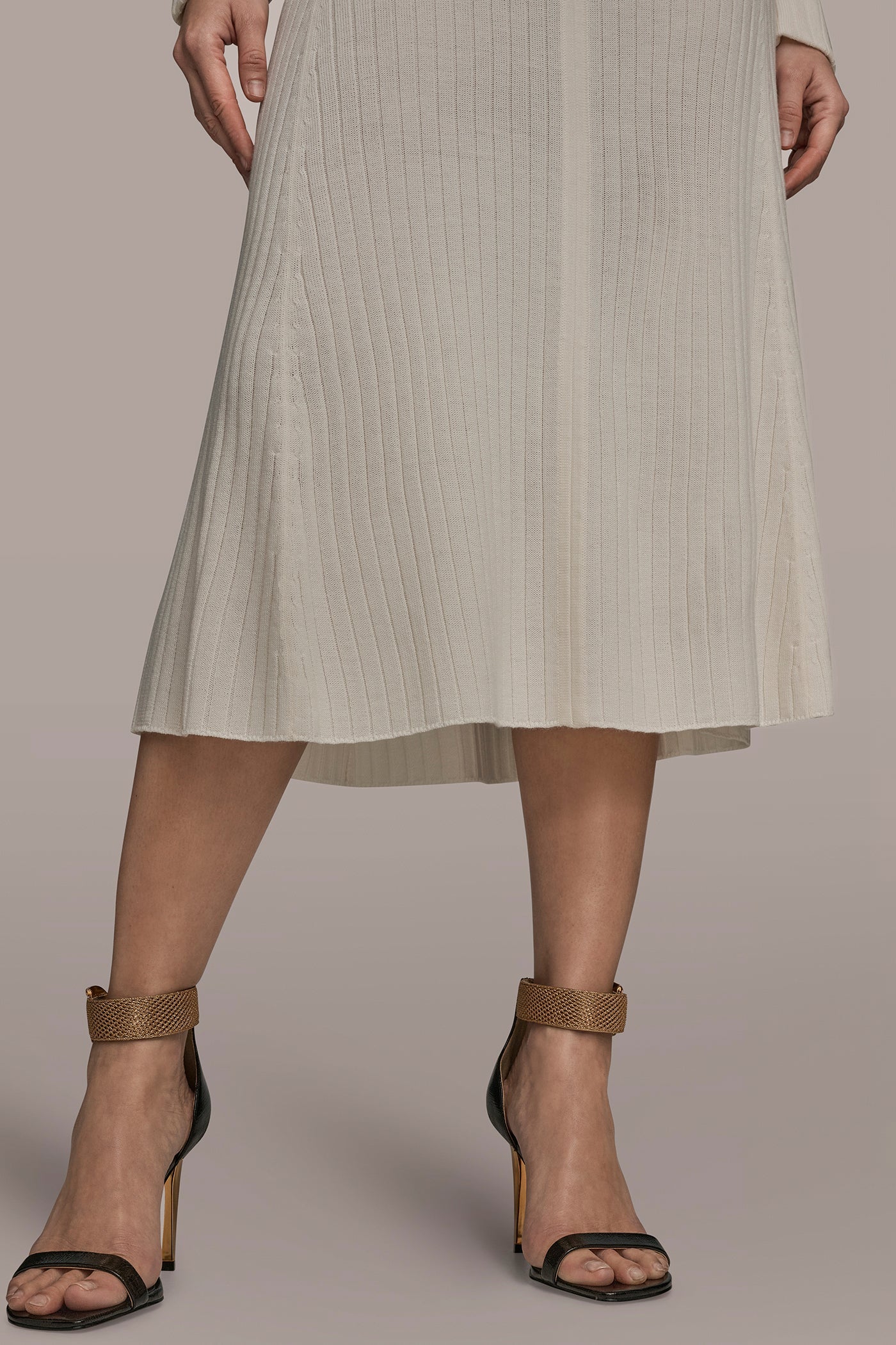 Donna Karan | SEAMED MIDI A-LINE SWEATER SKIRT
