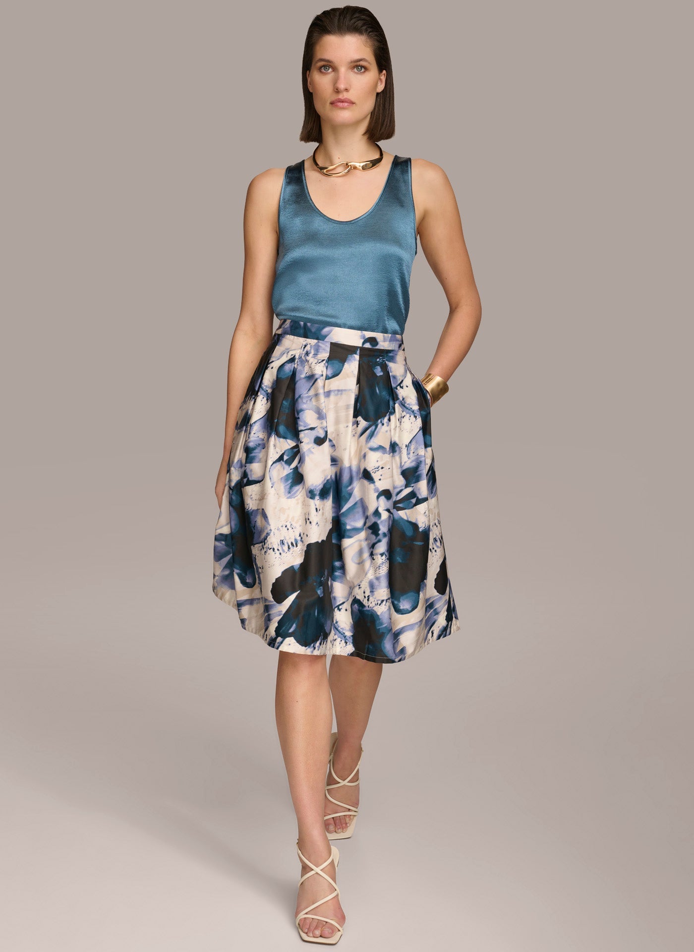 Donna Karan | PRINTED SKIRT WITH PLEATS