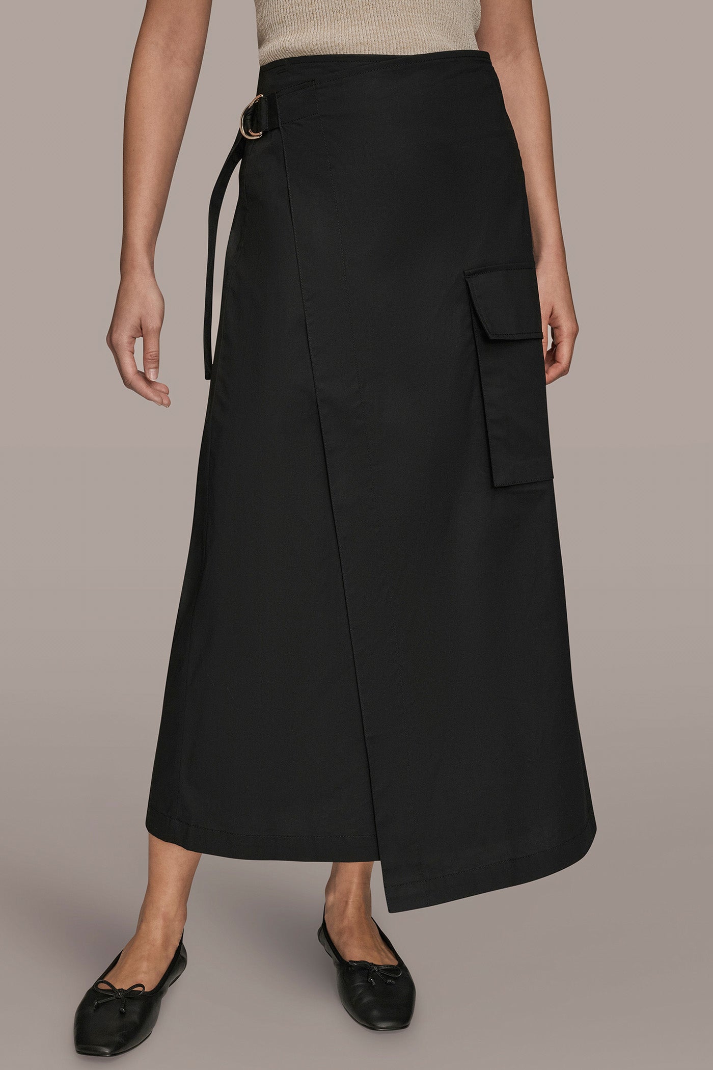 Donna Karan | ASYMMETRIC MIDI WRAP CARGO SKIRT