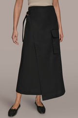 Donna Karan | ASYMMETRIC MIDI WRAP CARGO SKIRT