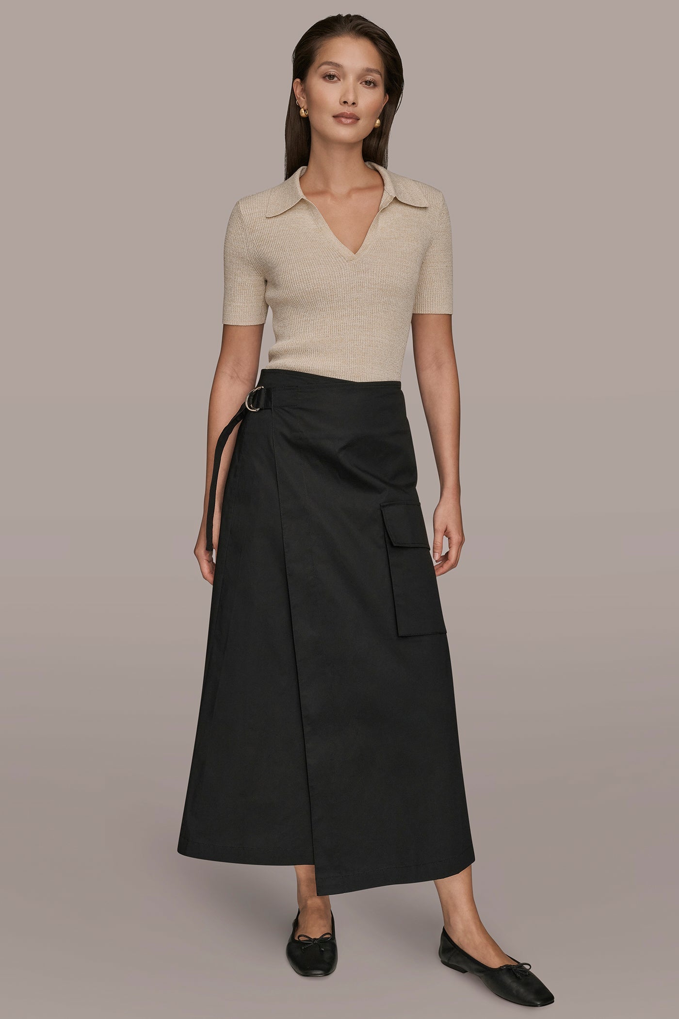 Donna Karan | ASYMMETRIC MIDI WRAP CARGO SKIRT