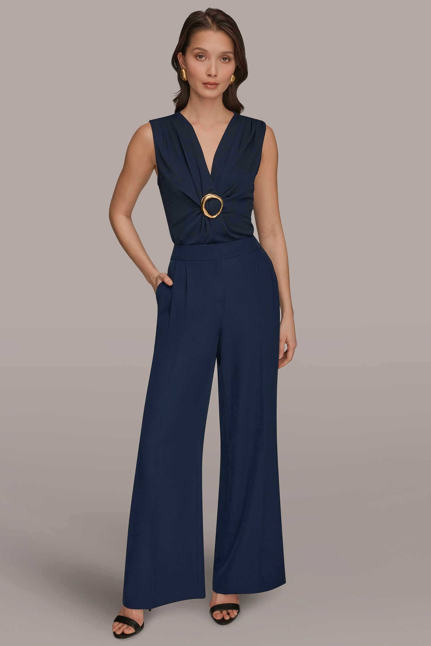 Donna Karan | MID-RISE PLEATED WIDE-LEG SUIT PANT