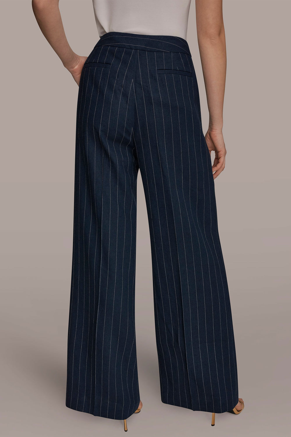 Donna Karan | LINEN-BLEND PINSTRIPE WIDE-LEG SUIT PANT