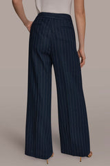 Donna Karan | LINEN-BLEND PINSTRIPE WIDE-LEG SUIT PANT