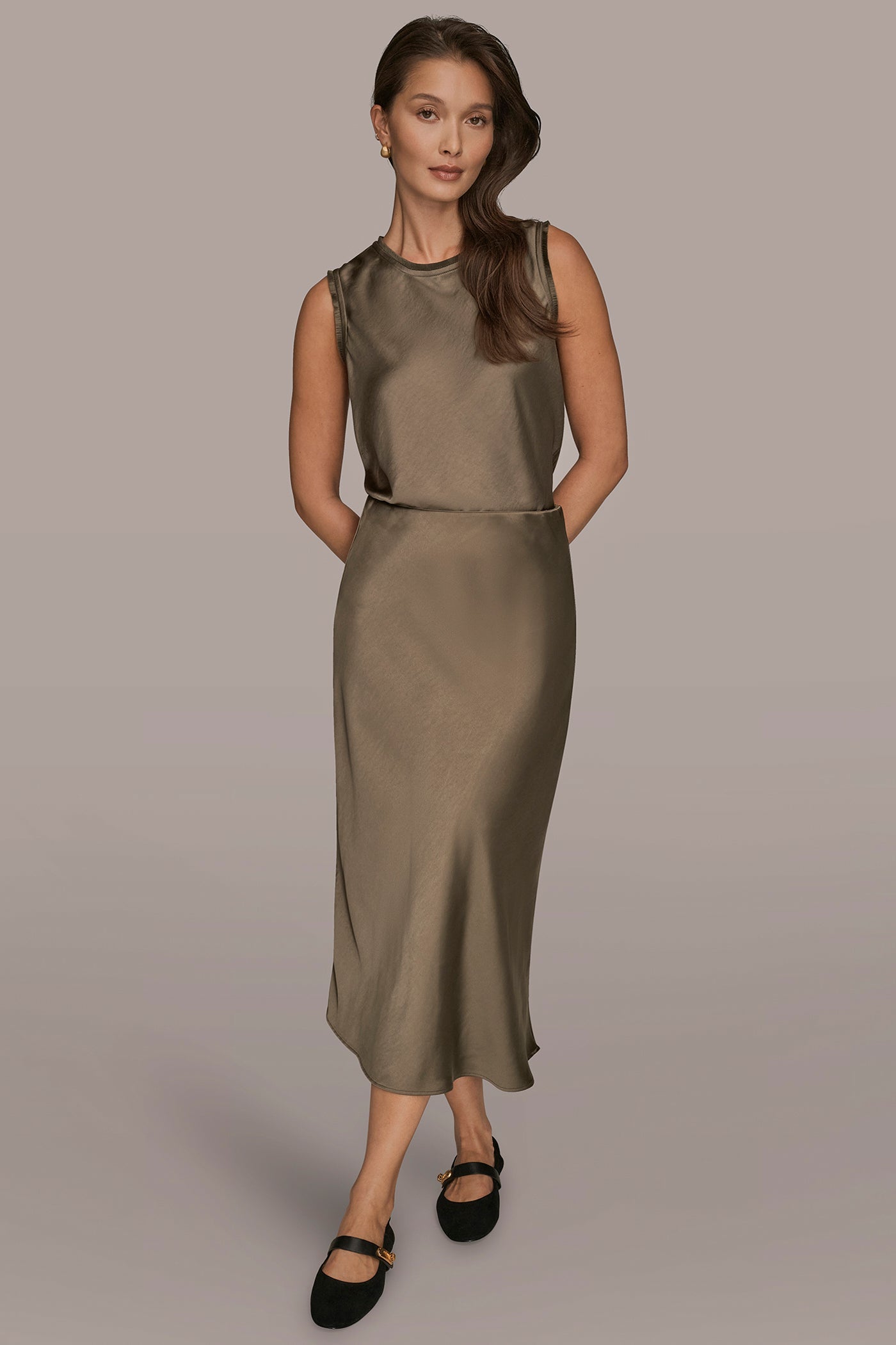Donna Karan | SATIN MIDI A-LINE SKIRT