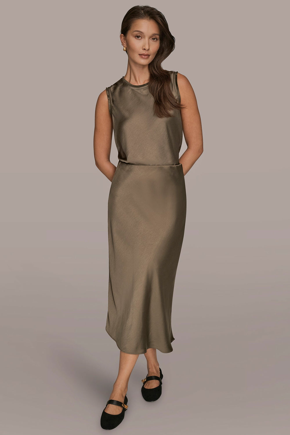 Donna Karan | SATIN MIDI A-LINE SKIRT