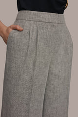 Donna Karan | MID-RISE MÉLANGE PLEATED WIDE-LEG SUIT PANT