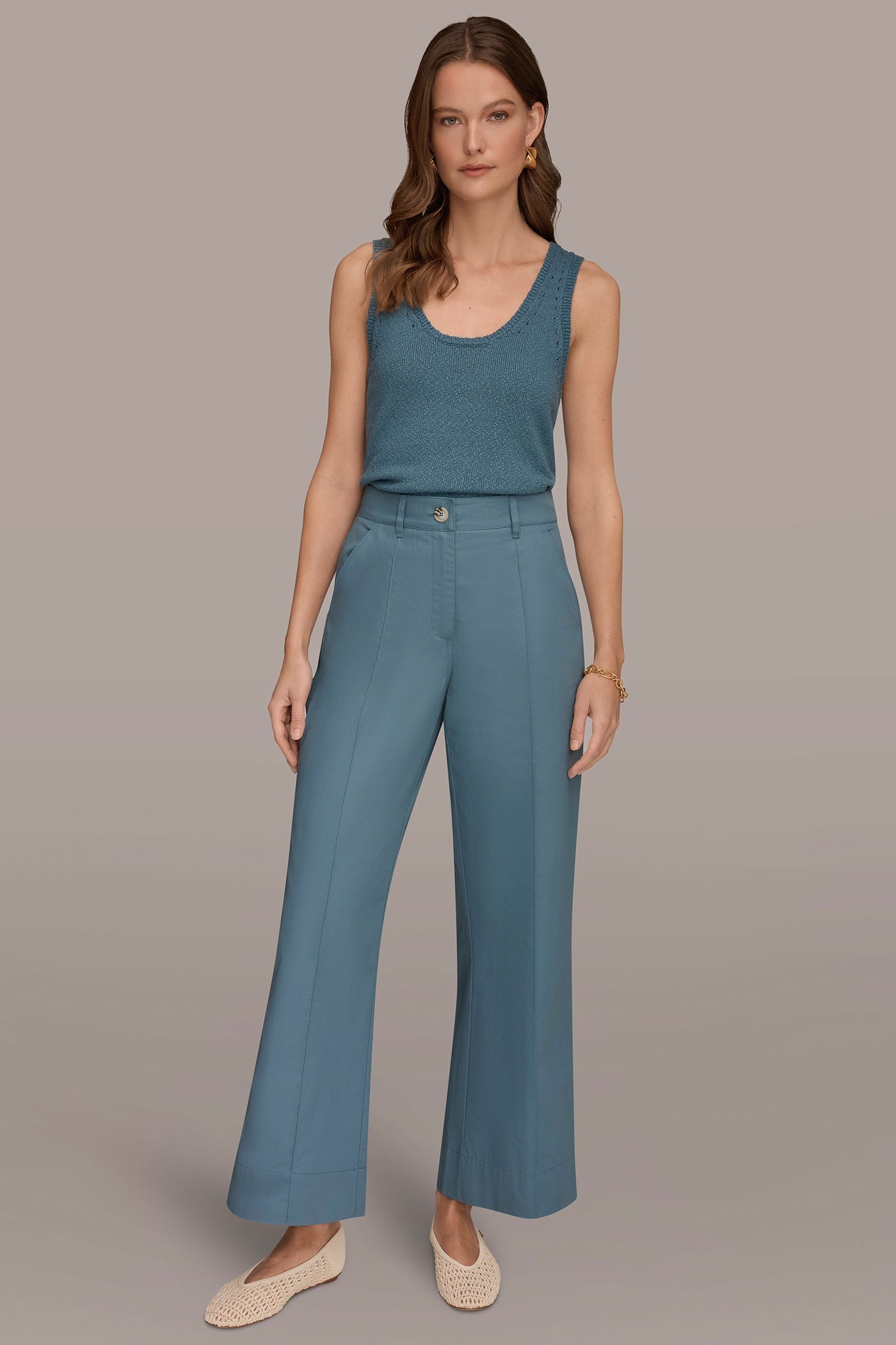 Donna Karan | HIGH-RISE PINTUCKED WIDE-LEG TROUSER