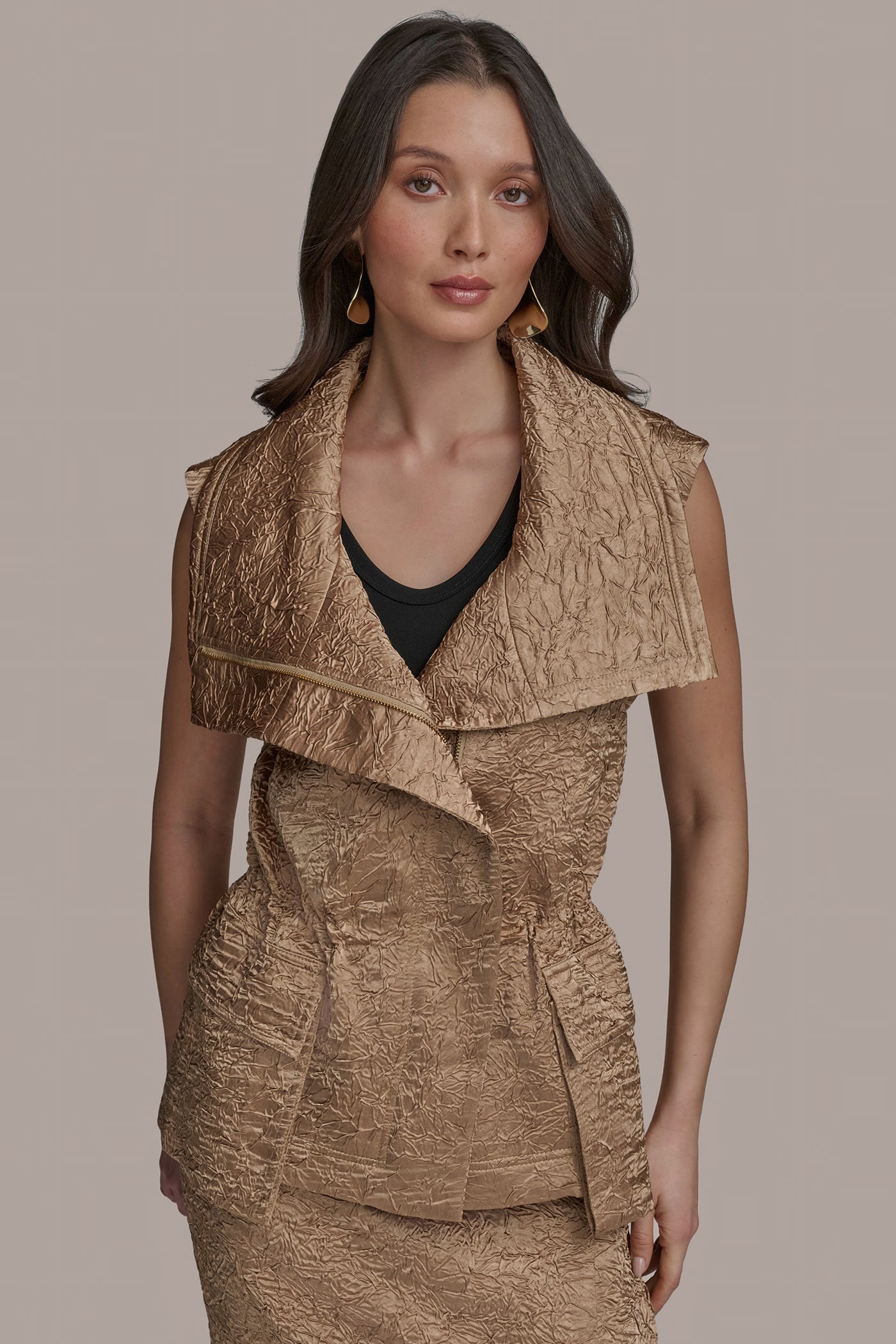 Donna Karan | TEXT ZIP FRONT VEST