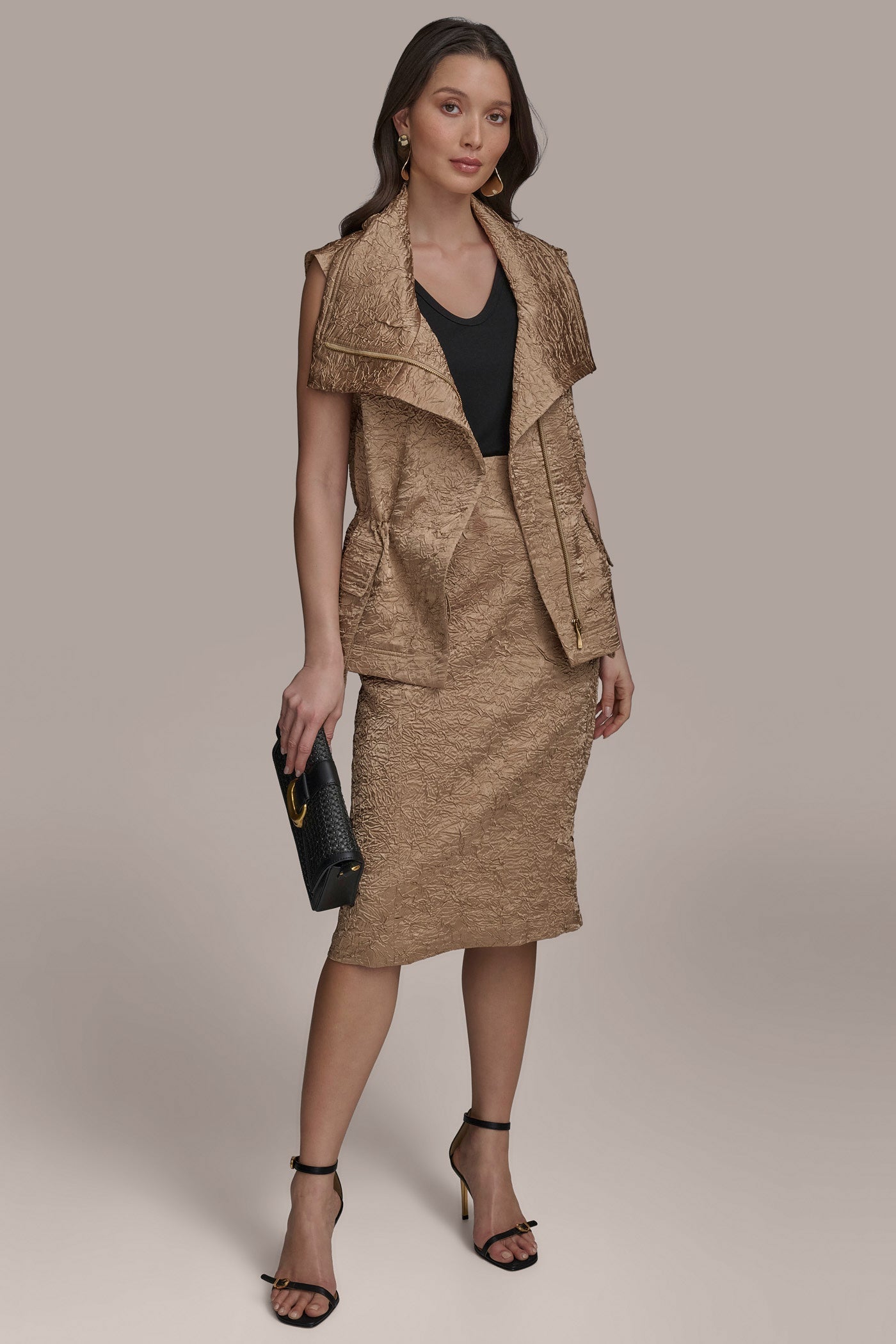 Donna Karan | TEXT ZIP FRONT VEST